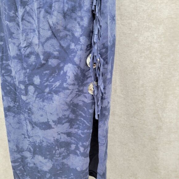 Ozark Mountain Jean Western Maxi Skirt Top Set Blue Fringe Concho Matching Set - Picture 7 of 16